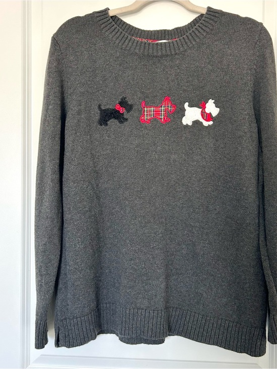 Christopher & Banks Sweaters - Christopher & Banks Scottie Dogs Gray Sweater L Cotton Preppy Whimsical Classic